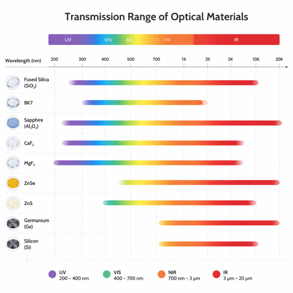 Wavelength Vs. Material Comparison Chart